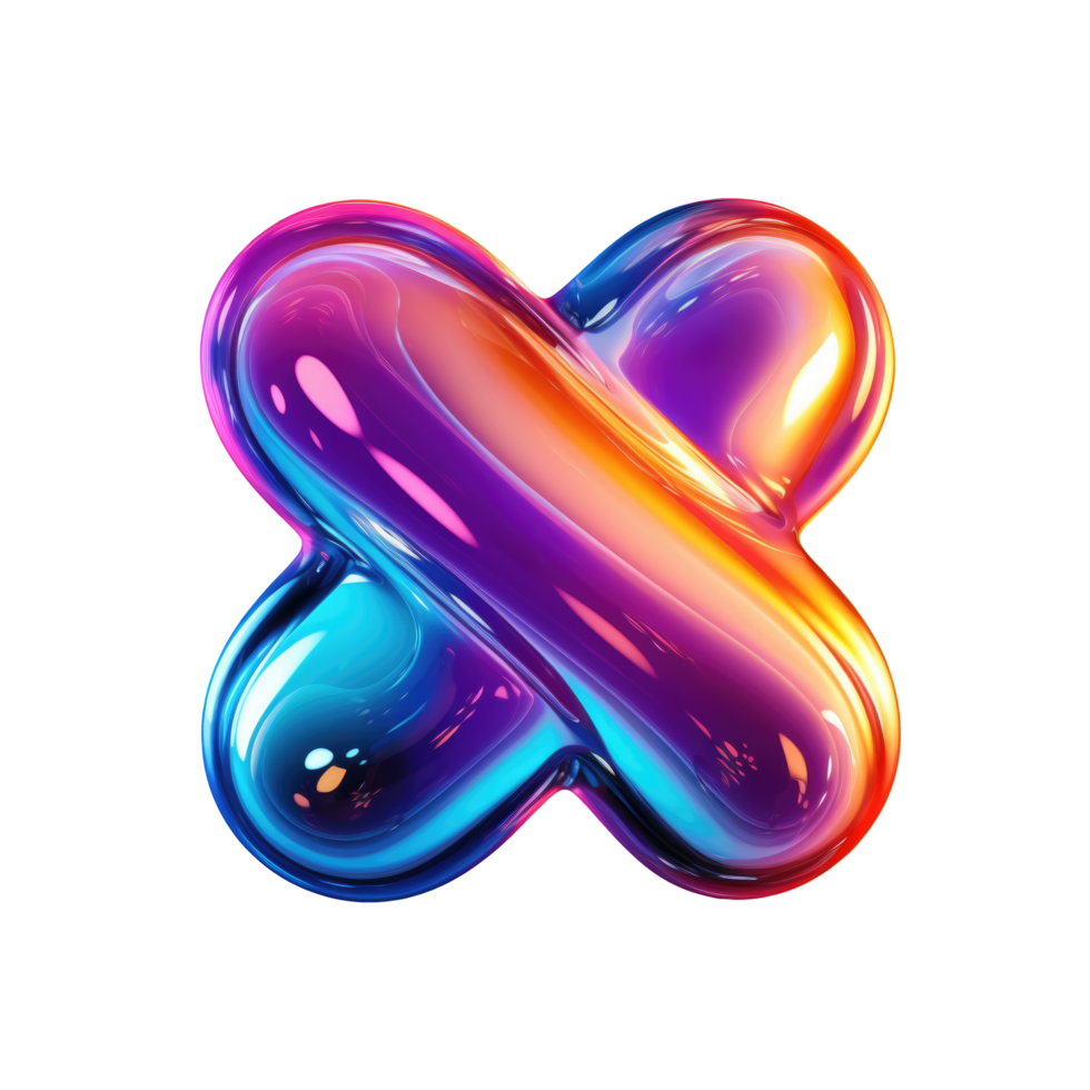3D Iridescent Abstract Shape Isolated PNG - AI Generative