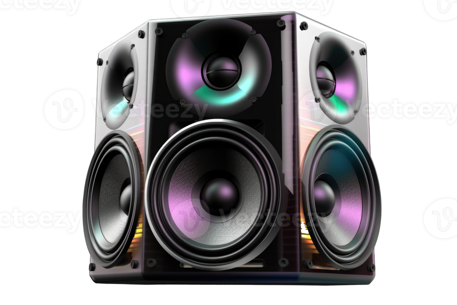 Iridescent woofer speaker isolated AI Generative png