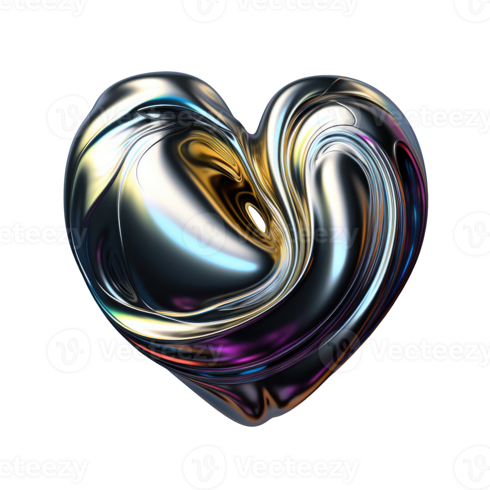 3D Iridescent Abstract Shape Isolated PNG - AI Generative
