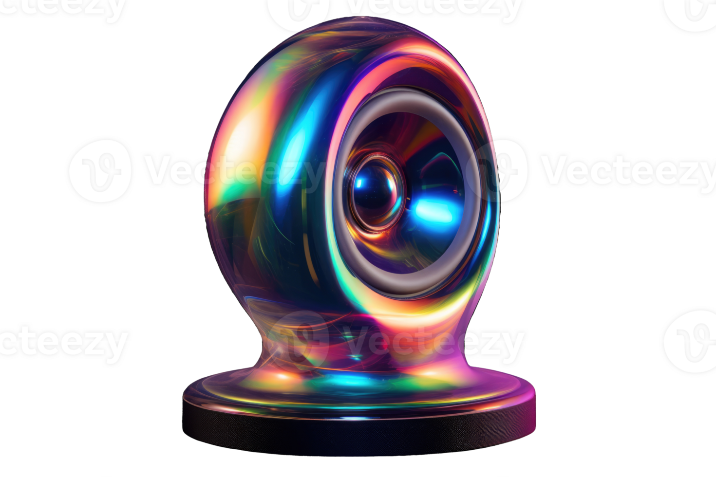 3D Iridescent Woofer Isolated PNG - AI Generative