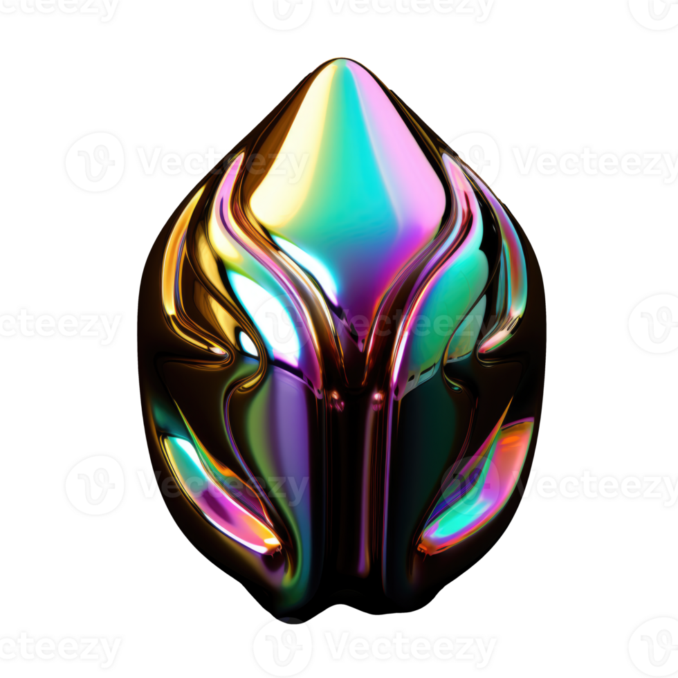 Iridescent 3D Jewel Abstract Shape Isolated AI Generative png