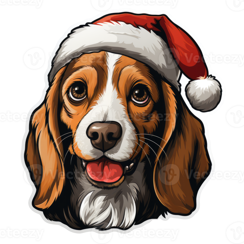 Dog With Christmas Hat Isolated PNG - Generative AI