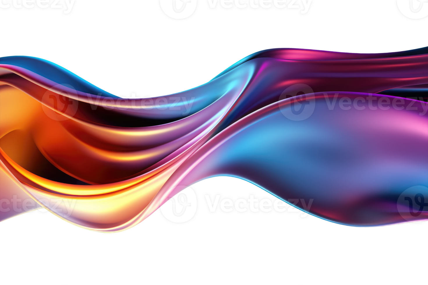 3D Iridescent Abstract Shape Isolated PNG - AI Generative