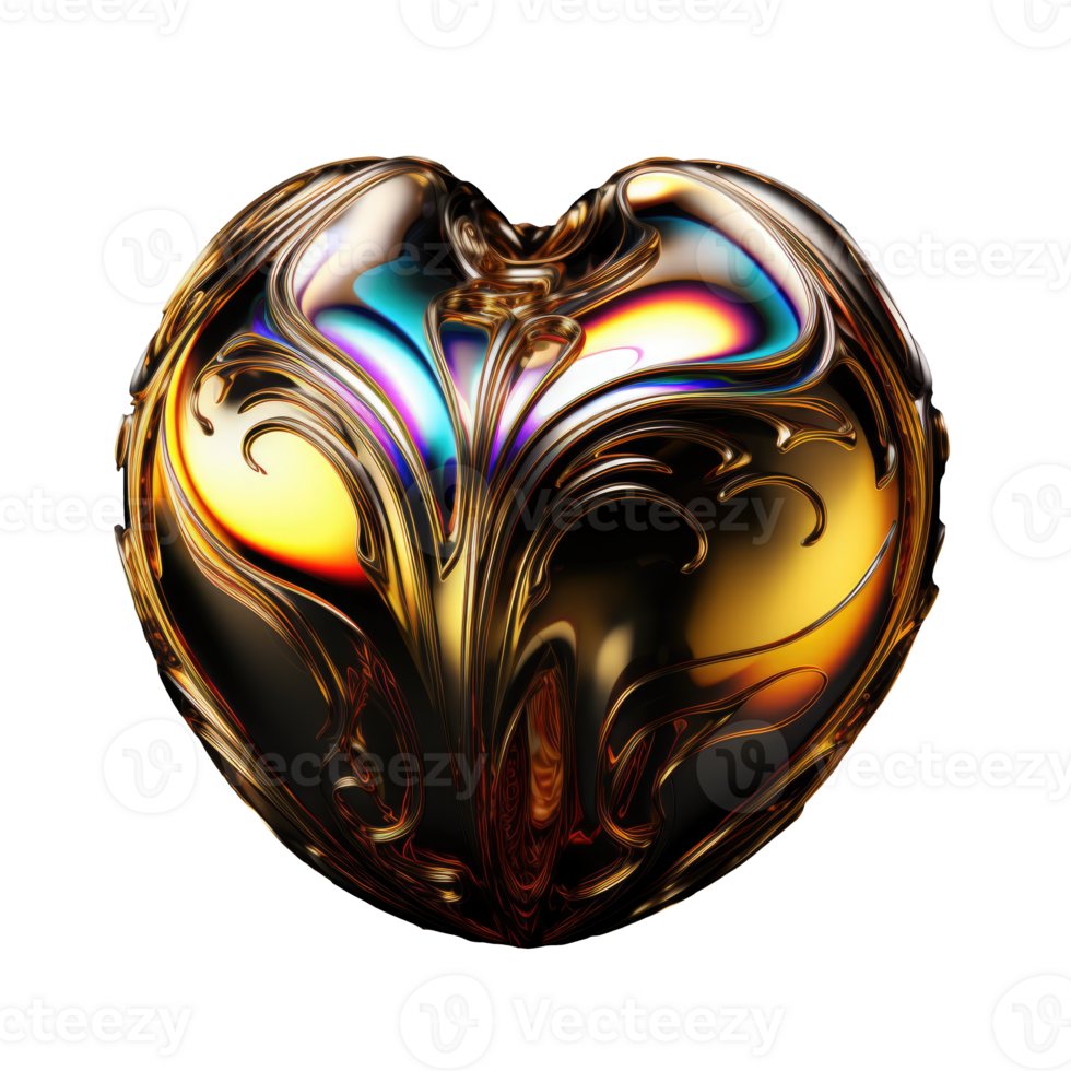 3D Iridescent Abstract Shape Isolated PNG - AI Generative