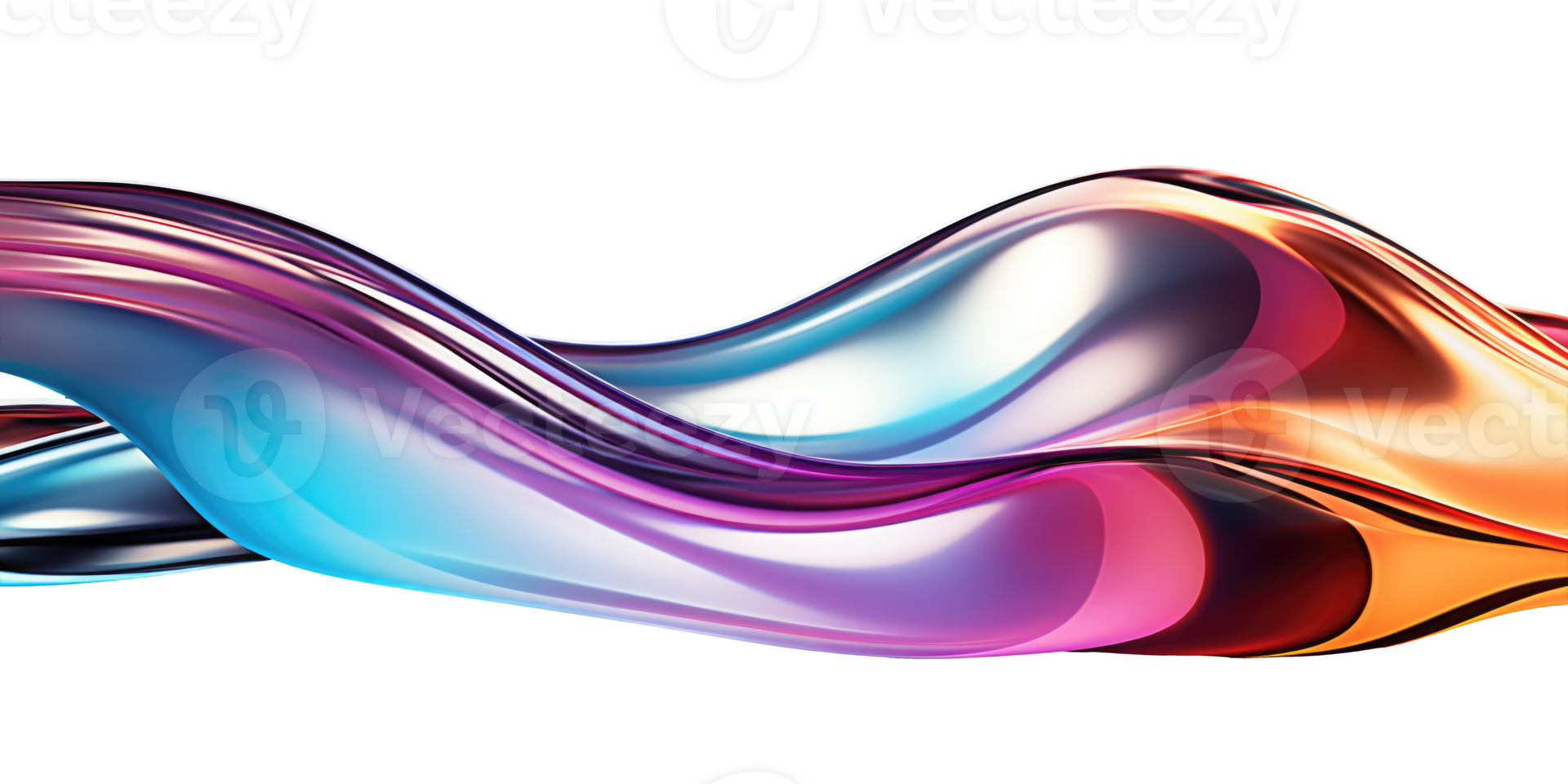 3D Iridescent Abstract Shape Isolated PNG - Generative AI