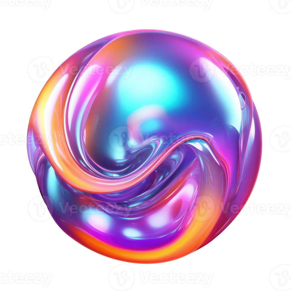 3D Iridescent Abstract Shape Isolated PNG - AI Generative