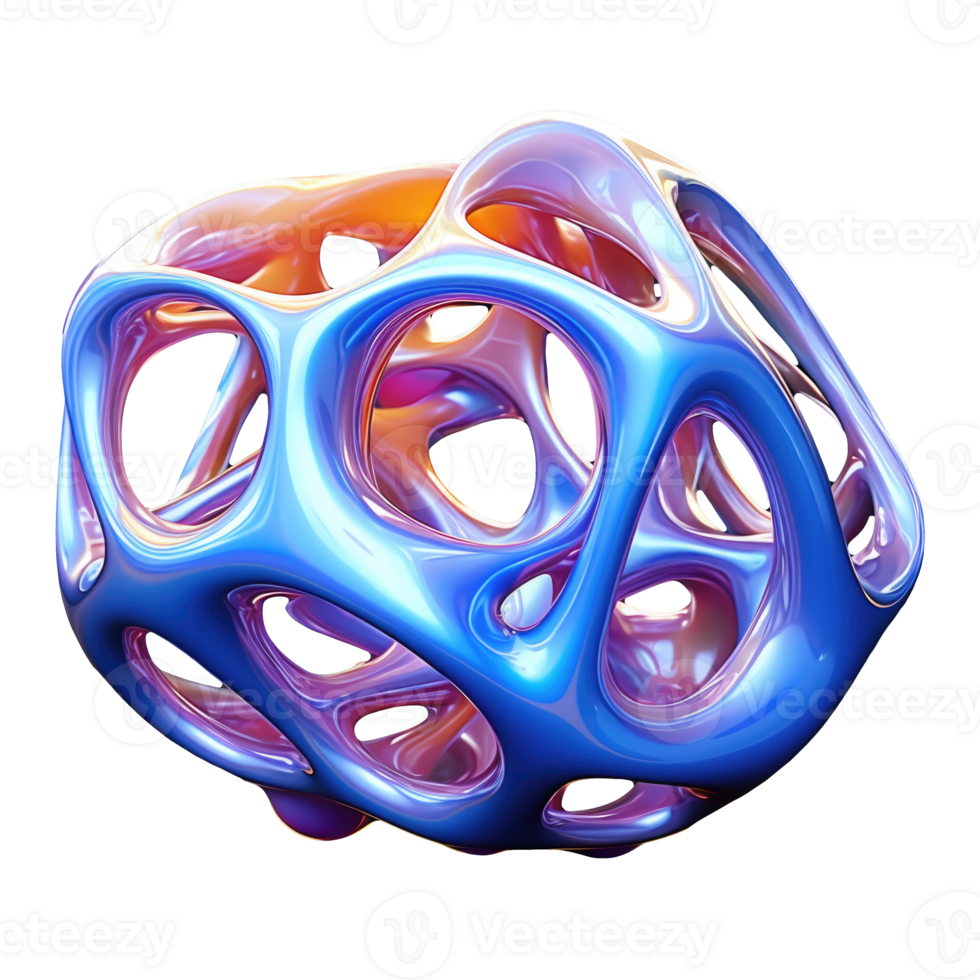 3D Iridescent Abstract Shape Isolated PNG - AI Generative