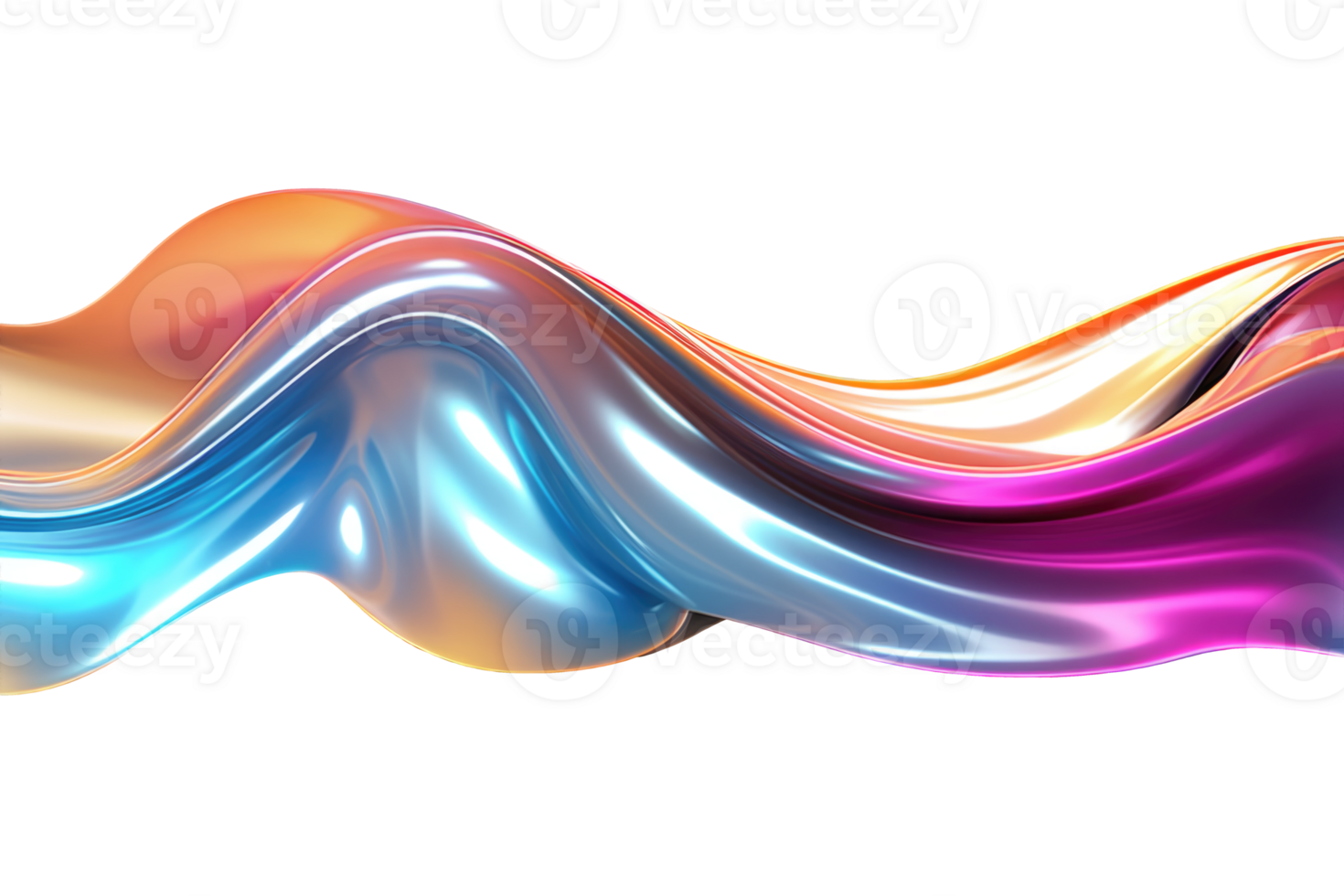 3D Iridescent Abstract Shape Isolated PNG - AI Generative