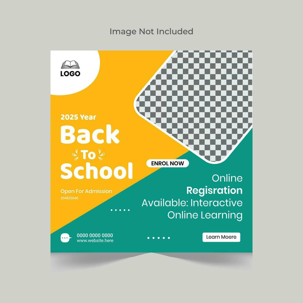 Back to school admission social media post banner design template vector
