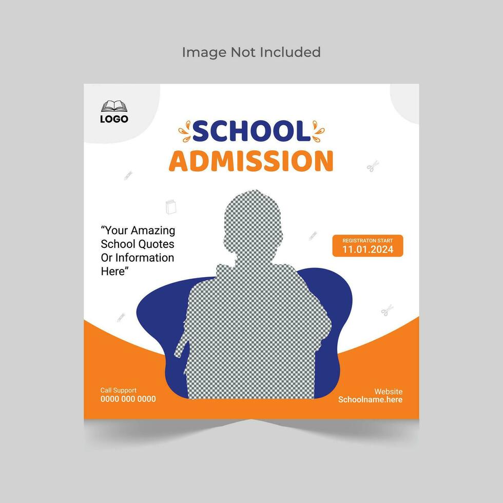 Back to school admission social media post banner design template vector