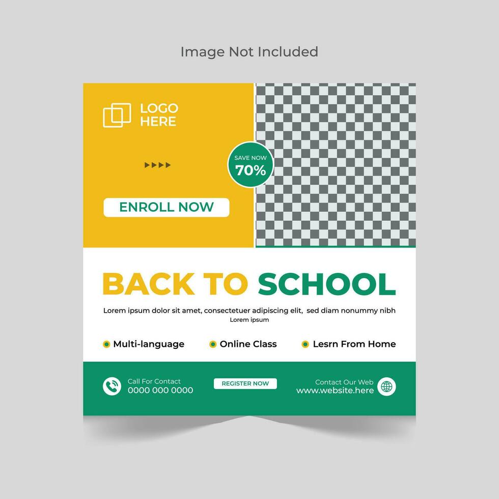 Back to school admission social media post banner design template vector