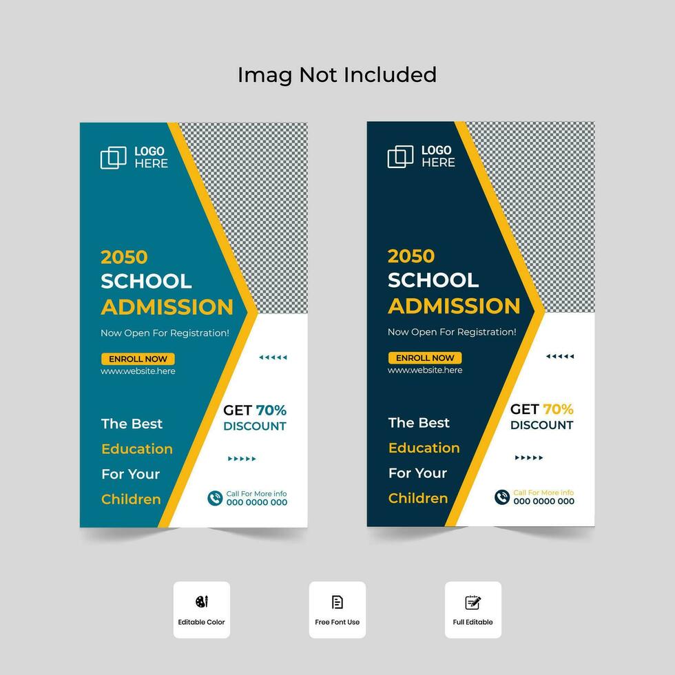 Back to school story template, School admission social media stories design. vector