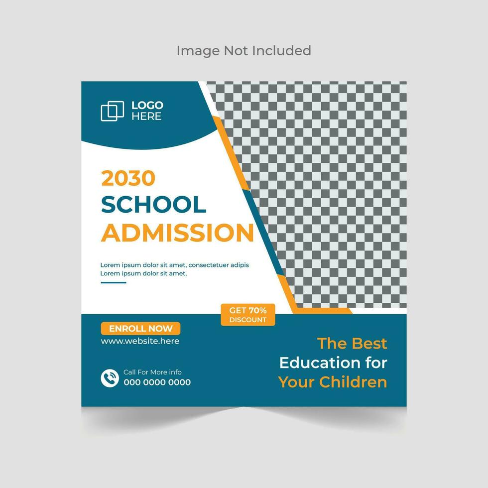 Back to school admission social media post banner design template vector