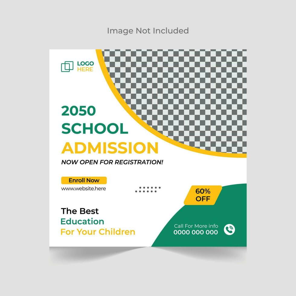 Back to school admission social media post banner design template vector