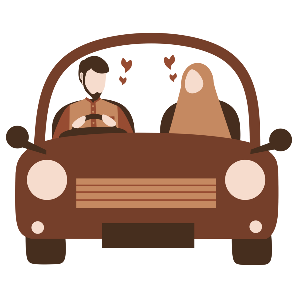 Romantic faceless muslim couple png