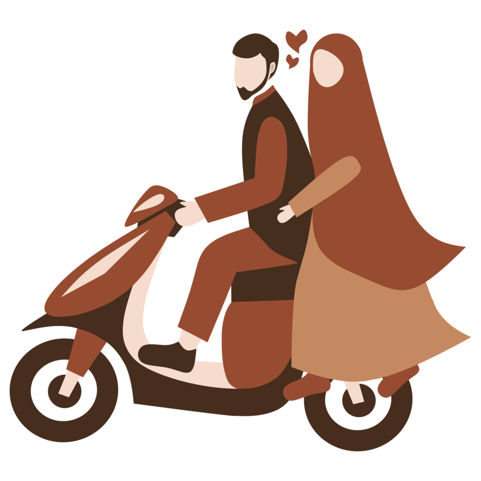 Romantic faceless muslim couple png