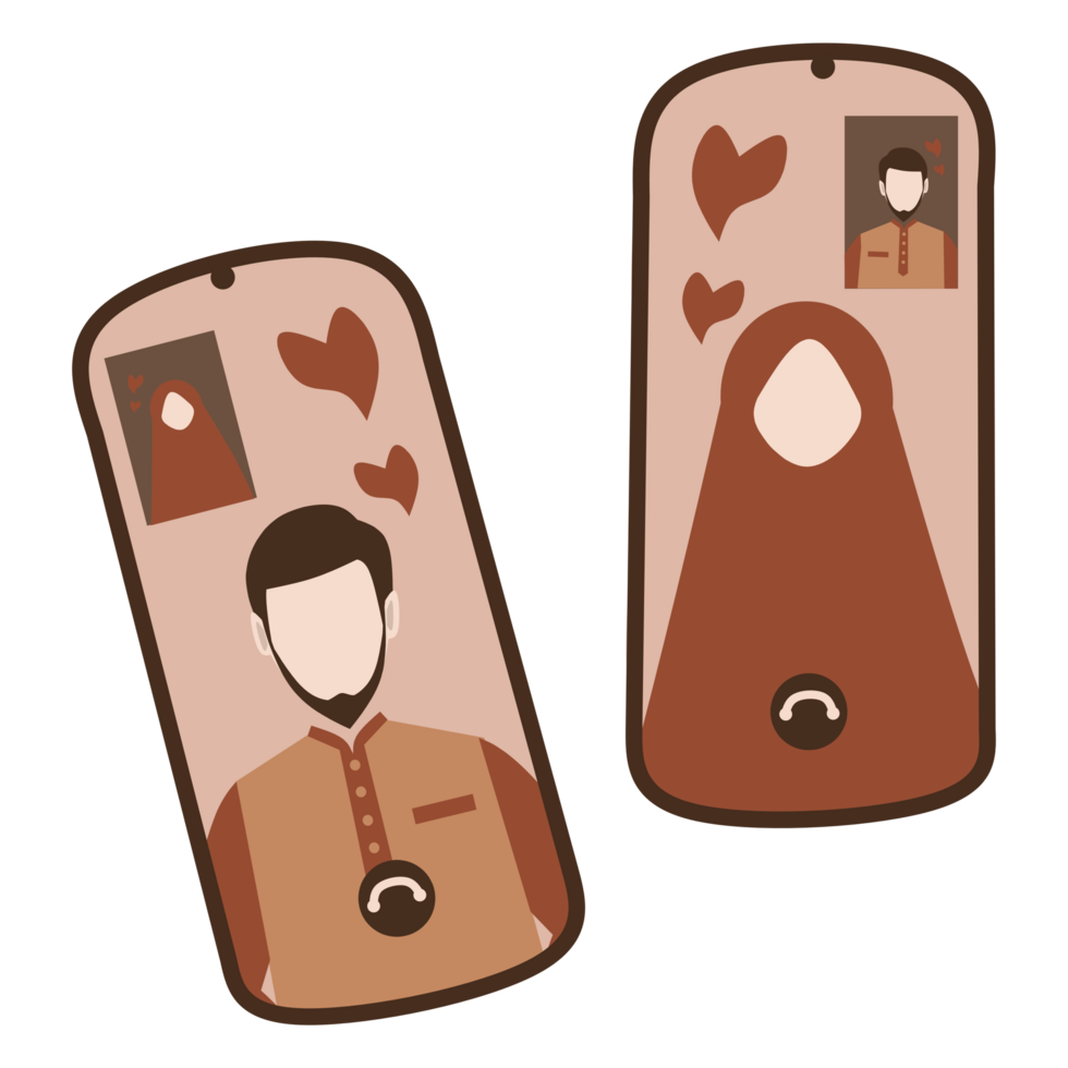 Romantic faceless muslim couple png