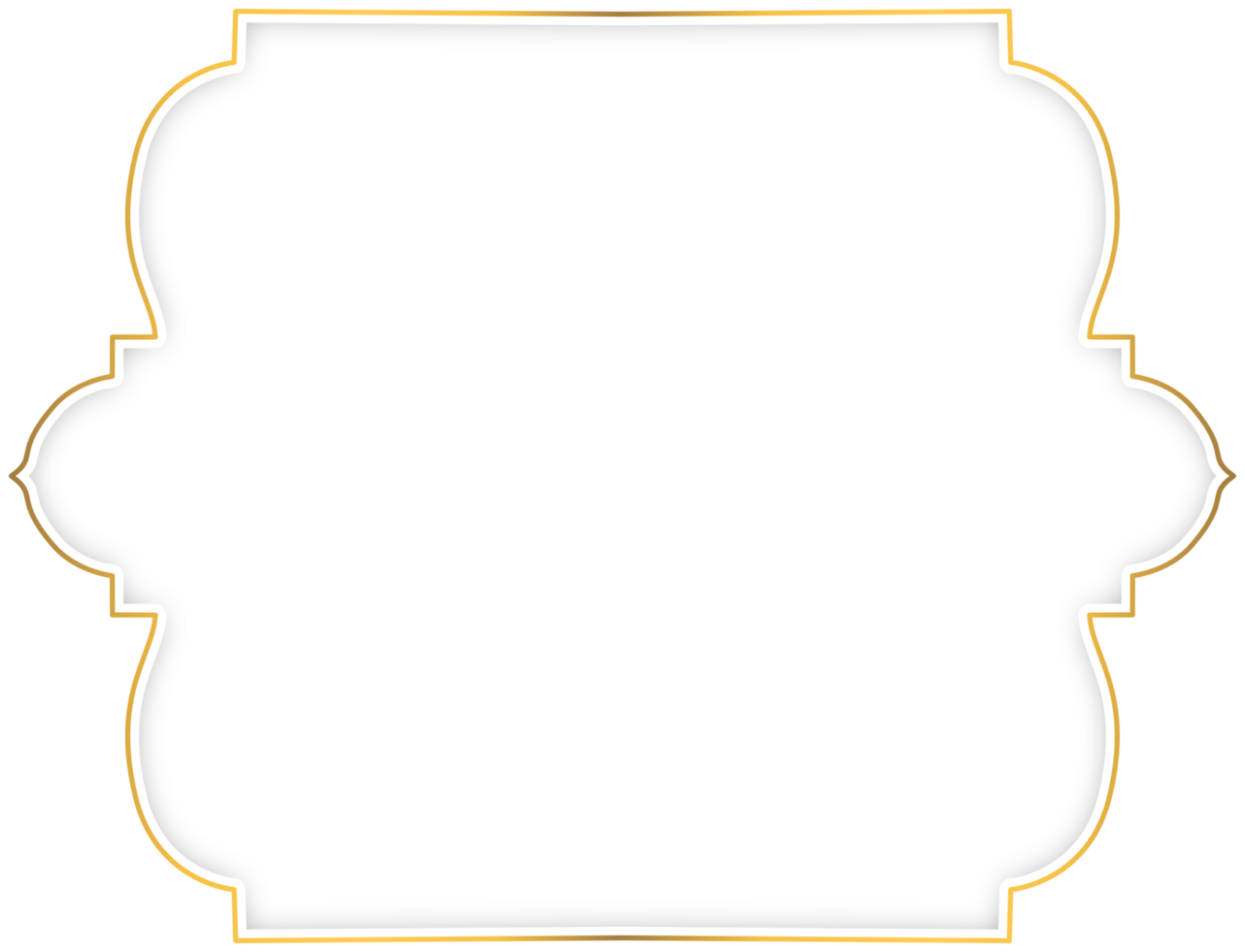 White and gold label frame border banner with shadow png