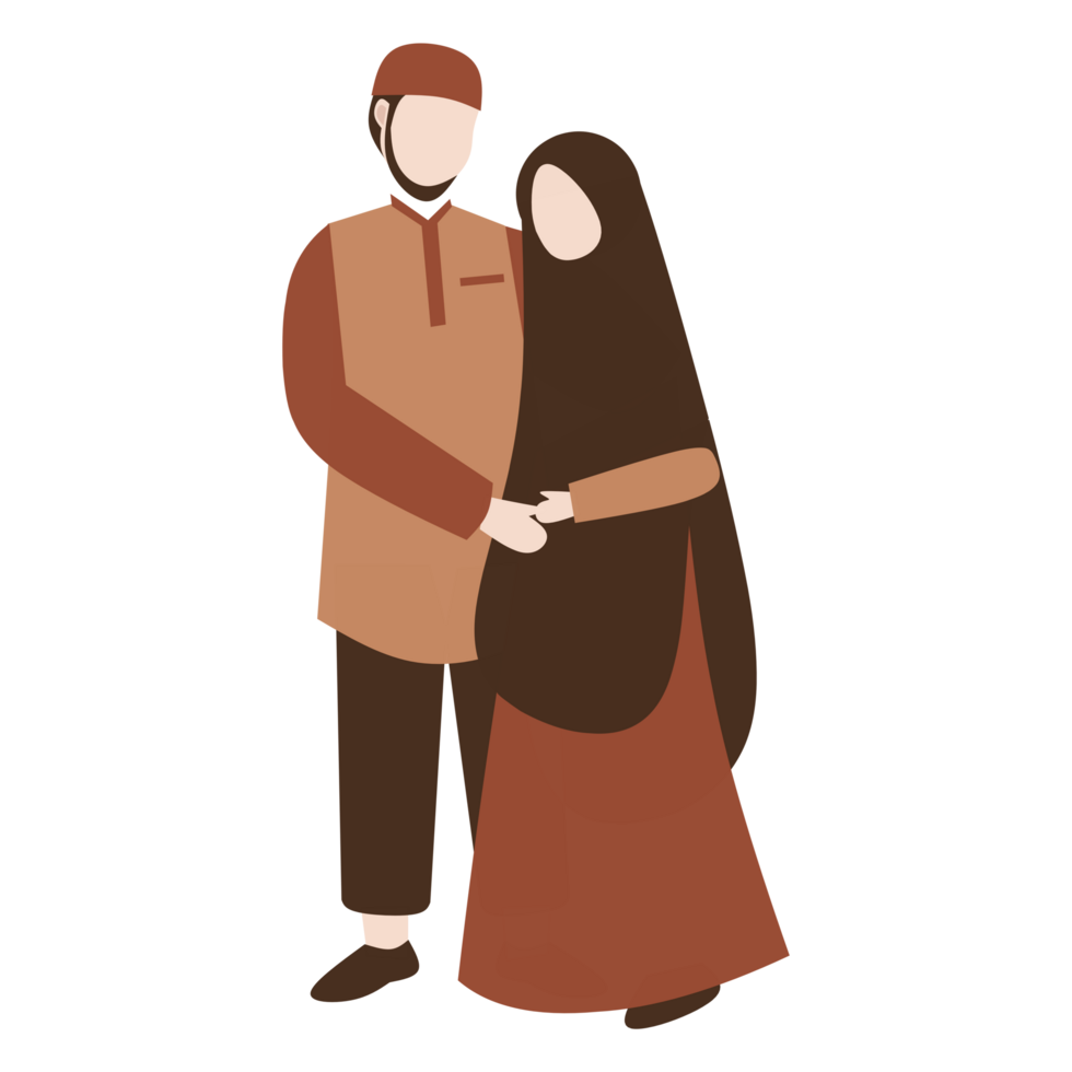 Romantic faceless muslim couple png