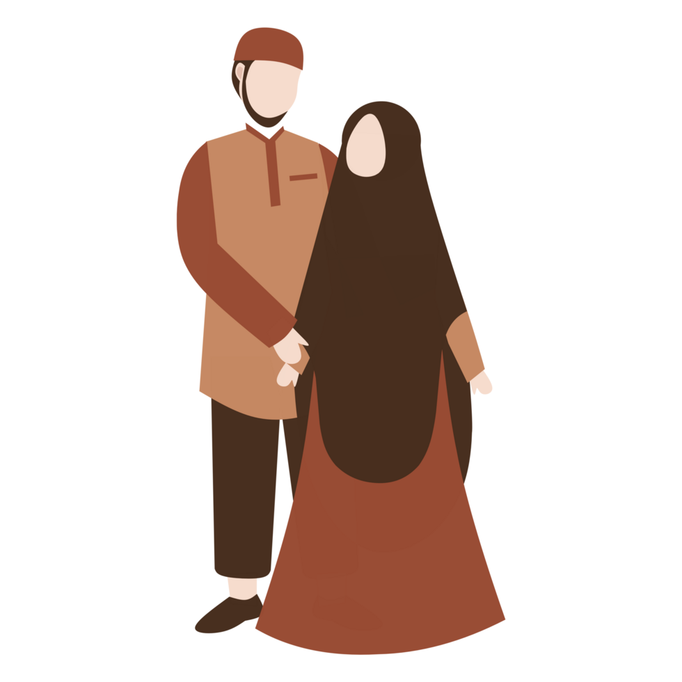 Romantic faceless muslim couple png