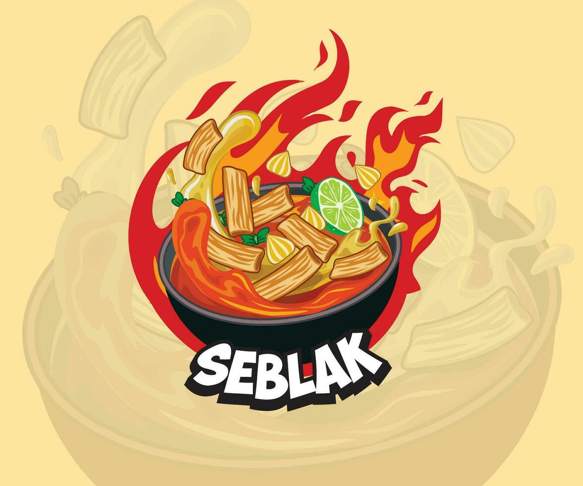 Seblak food illustration, seblak element design for logo, wallpaper, background, menu book, etc vector