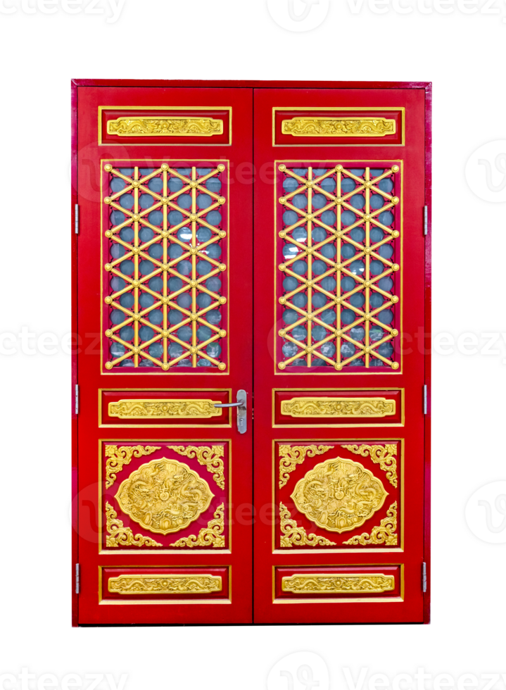 red wooden door of chinese style isolated png