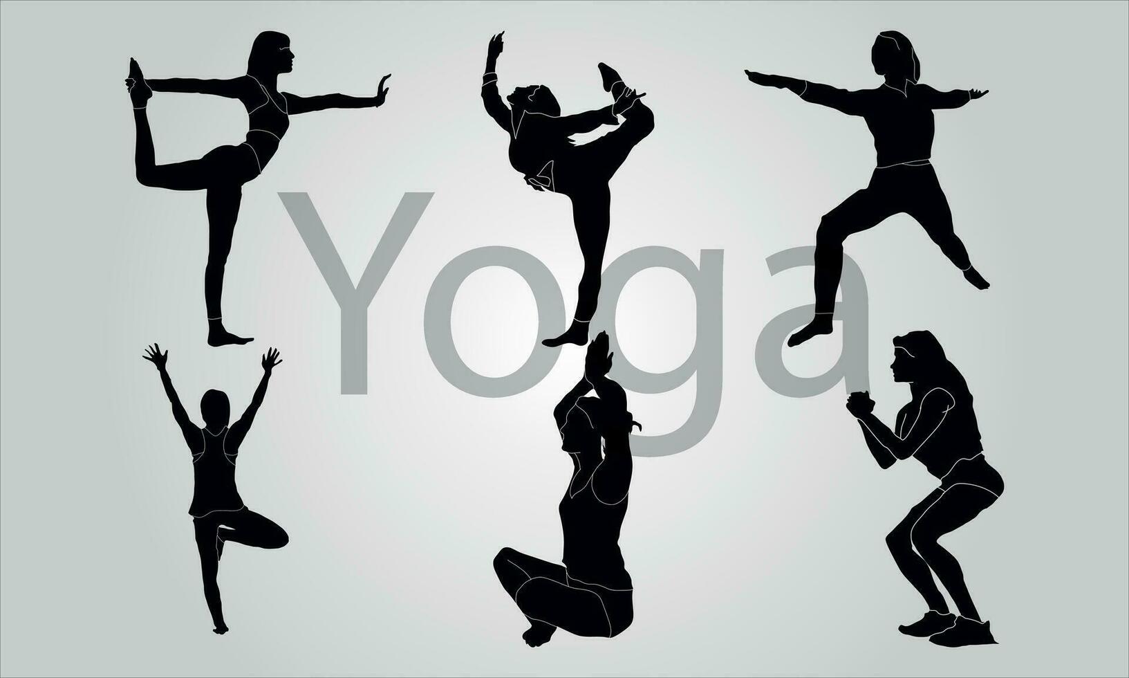 yoga vector siluetas mujer haciendo yoga san diseño