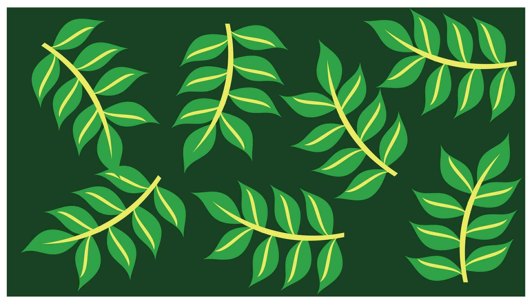 green leaves on a green background, vector illustration, eps10. Abstract background with random plant pattern