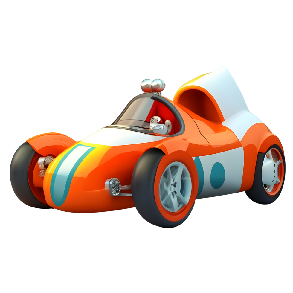 3D colorful racing kids car design AI generated png