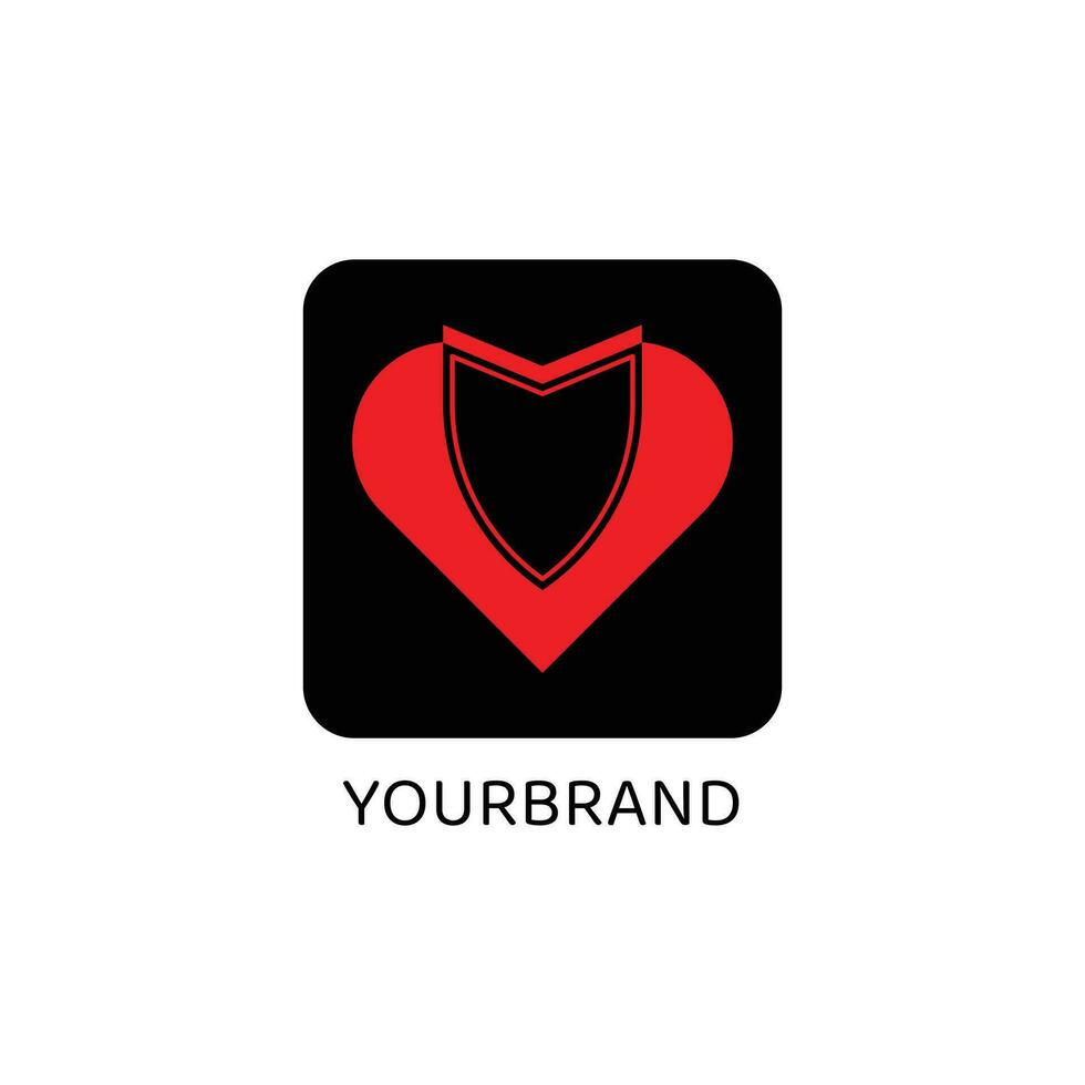 shield love arrow logo minimalist design in black red for company business symbol geometry concept vector