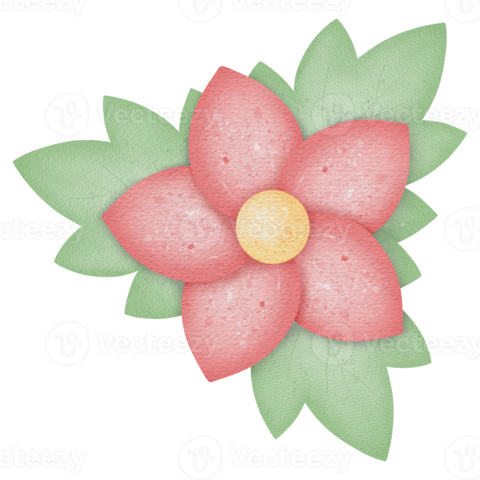 Flower and green leaves. png