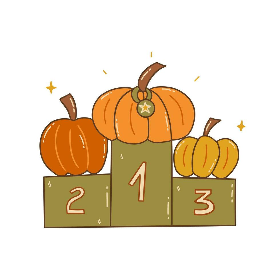 Best pumpkin competition. Farm Harvest. Vector hand drawn