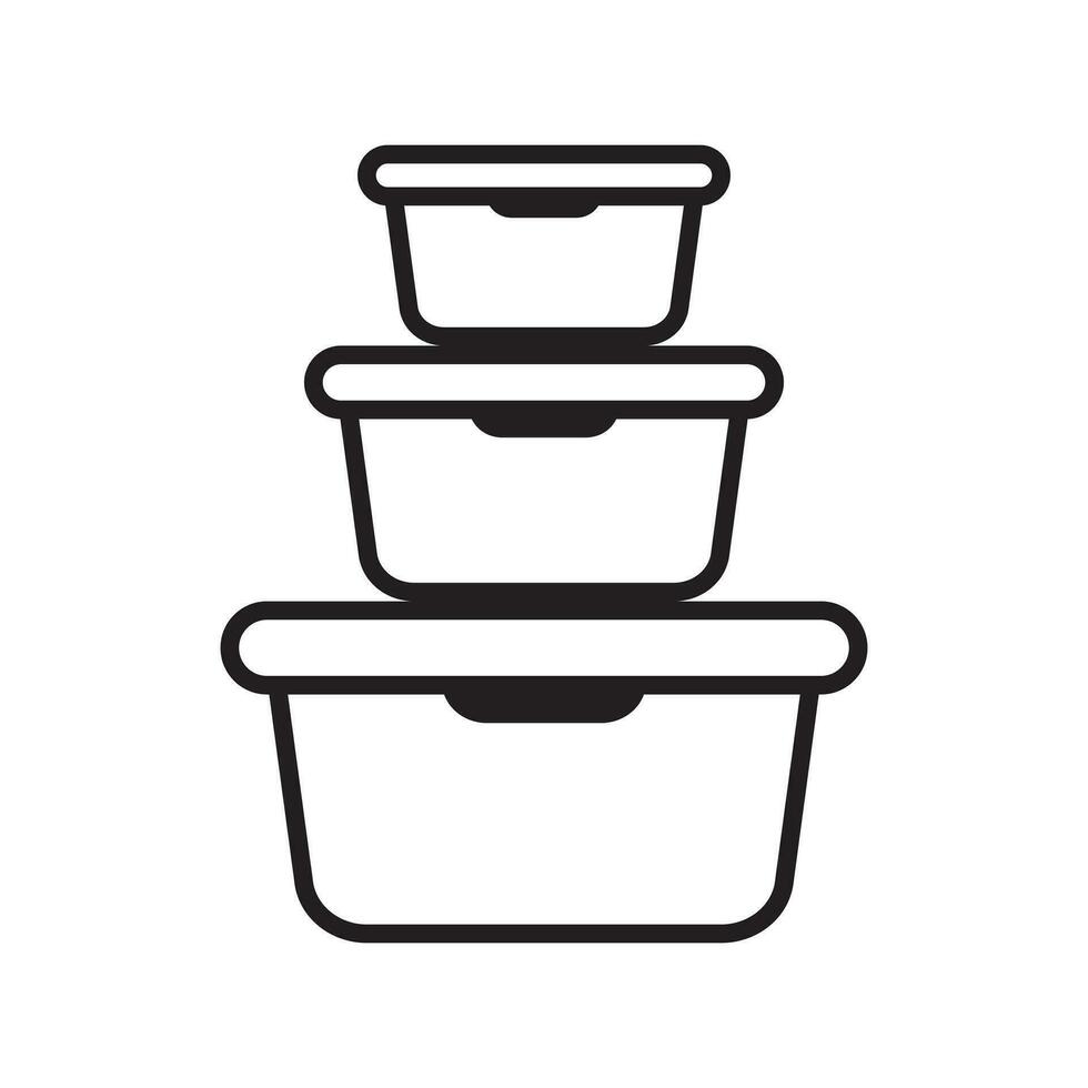 comida envase icono. caja de almuerzo icono. organizando comida almacenamiento contenedores vector icono aislado en blanco antecedentes.