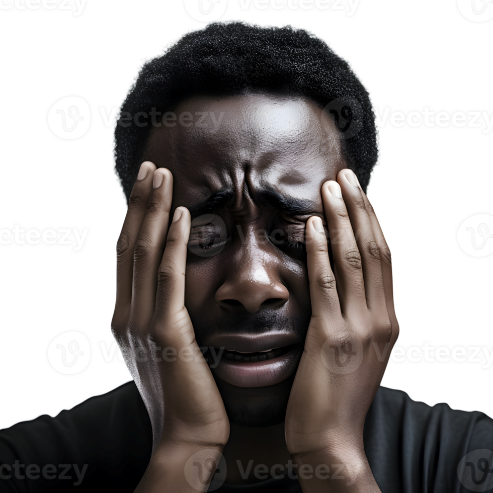 upset African american man crying isolated AI Generated AI Generated png