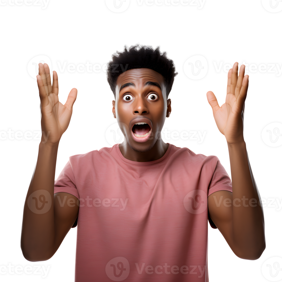 surprised african american man with hands up isolated AI Generated AI Generated png