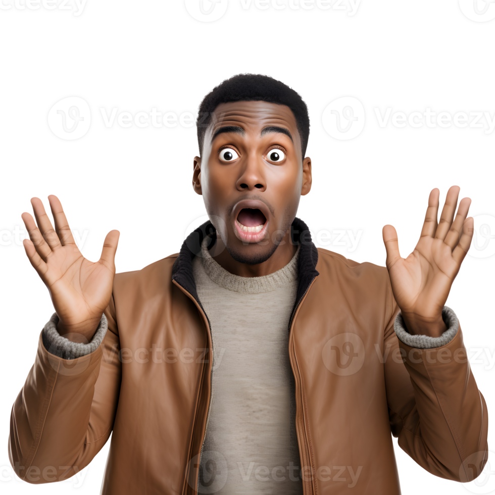 surprised african american man with hands up isolated AI Generated AI Generated png
