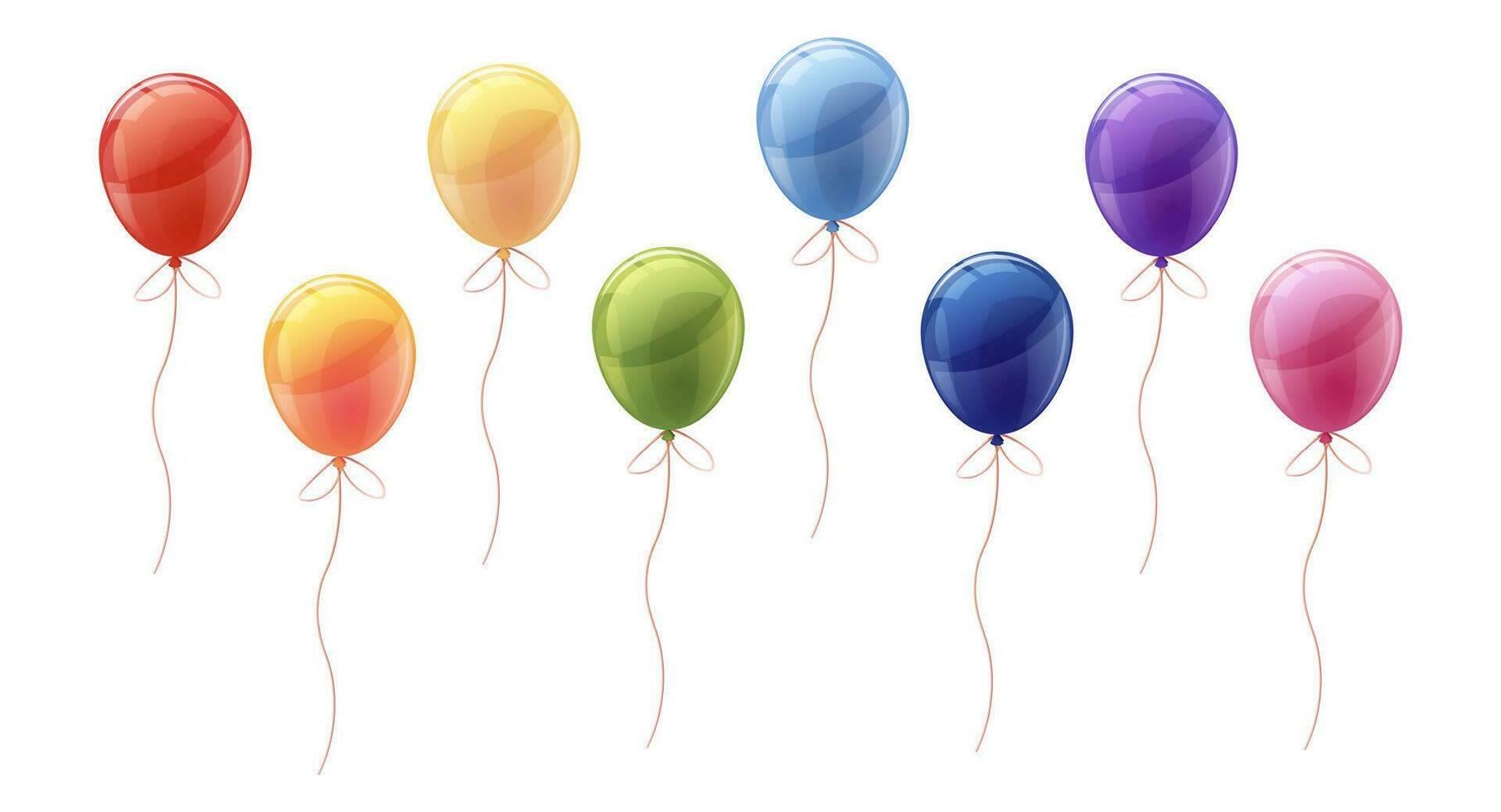conjunto de globos en aislado antecedentes. dibujos animados estilo de vistoso helio globos decoración para cumpleaños, vacaciones, Navidad, etc. vector