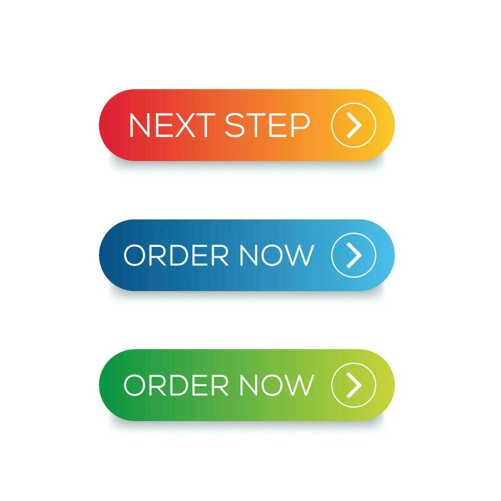 Next step colorful button set. Next step web button set vector