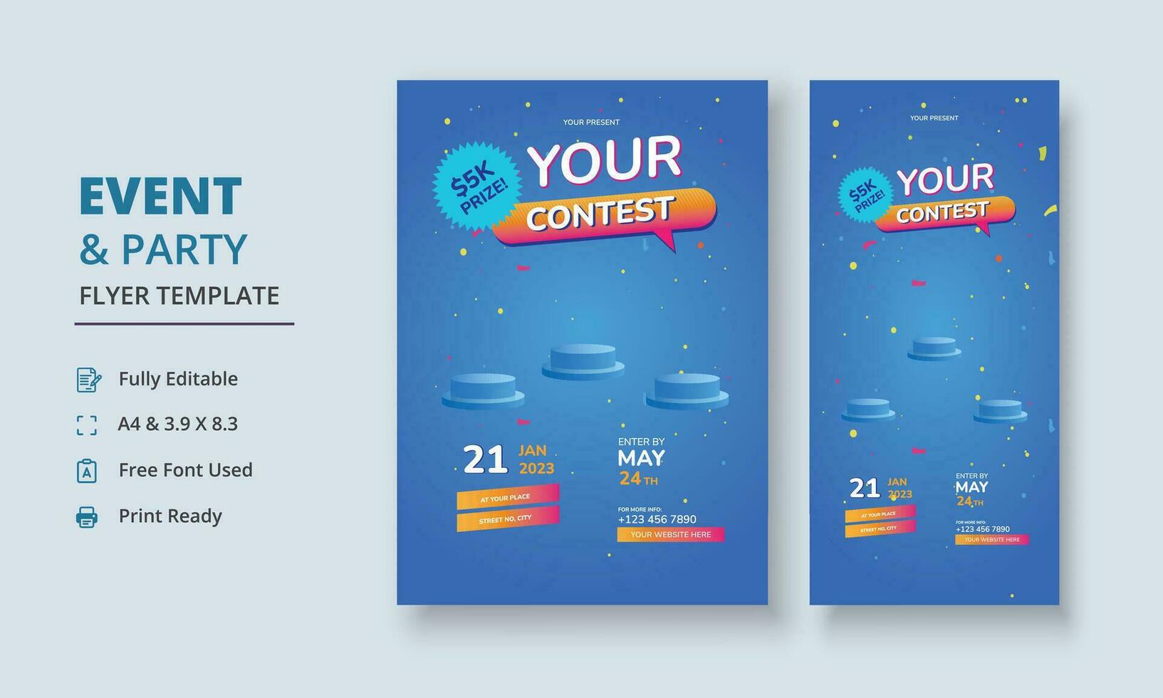 Contest Flyer, Competition Flyer, Contest Event Flyer, Contest DL Flyer, Roll Up Banner, Tournament Poster vector