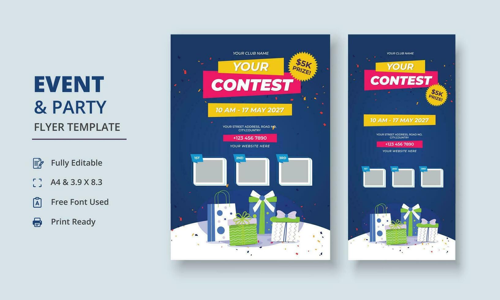 Contest Flyer, Competition Flyer, Contest Event Flyer, Contest DL Flyer, Roll Up Banner, Tournament Poster vector