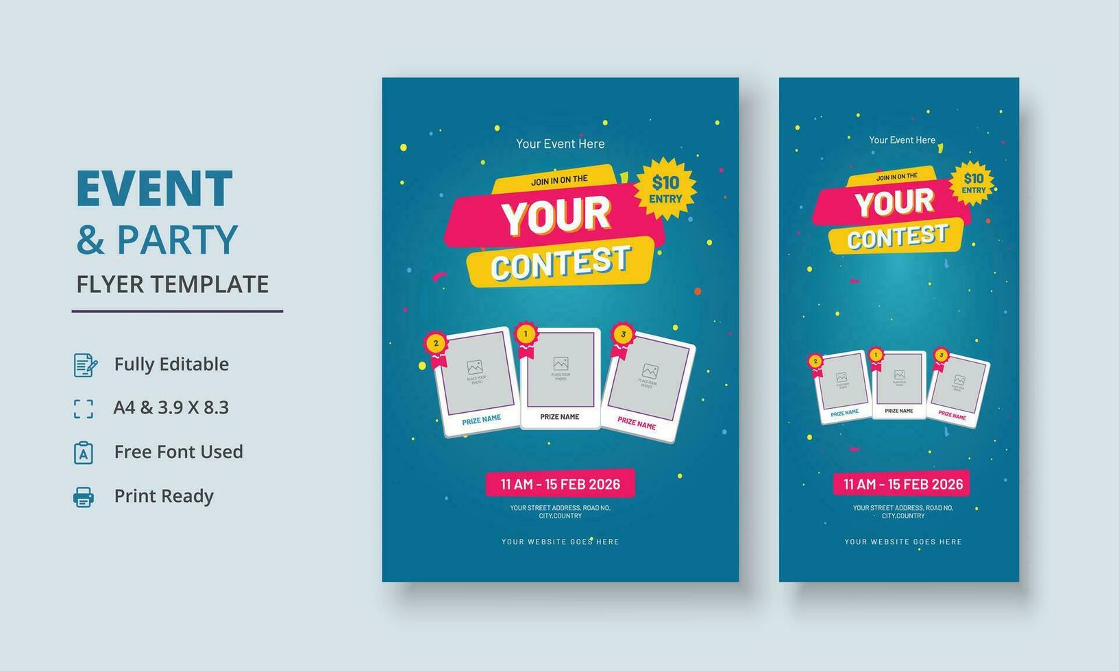 Contest Flyer, Competition Flyer, Contest Event Flyer, Contest DL Flyer, Roll Up Banner, Tournament Poster vector