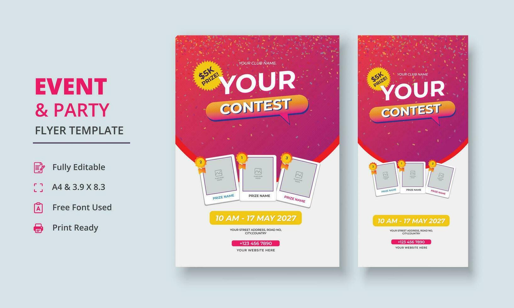 Contest Flyer, Competition Flyer, Contest Event Flyer, Contest DL Flyer, Roll Up Banner, Tournament Poster vector