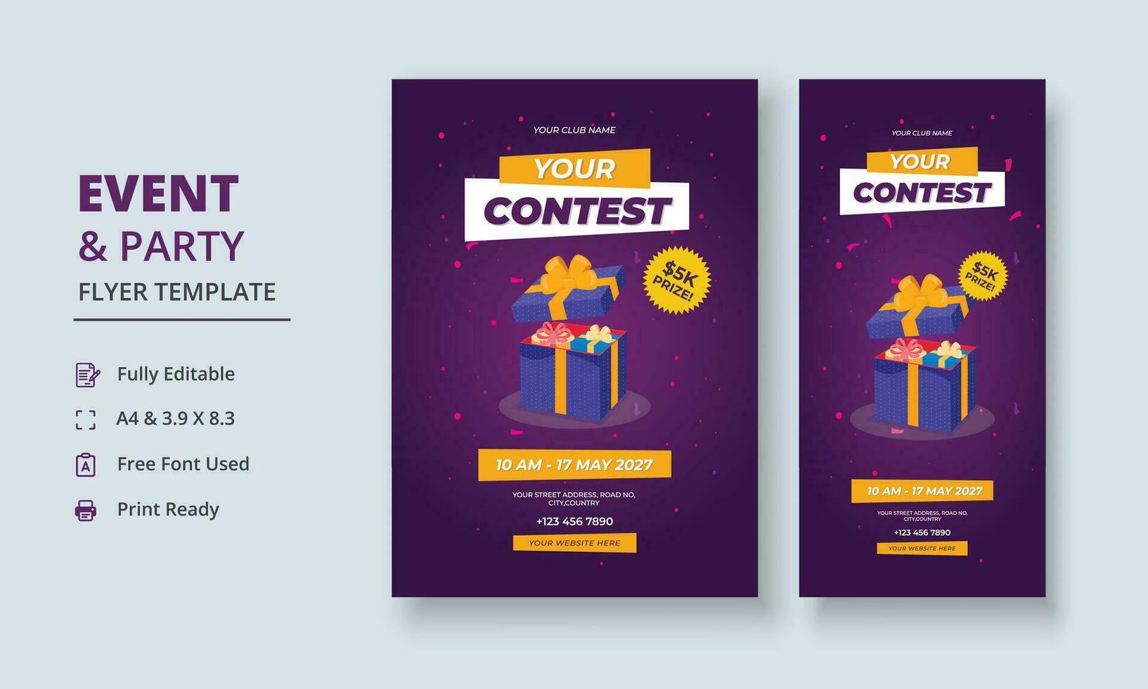 Contest Flyer, Competition Flyer, Contest Event Flyer, Contest DL Flyer, Roll Up Banner, Tournament Poster vector