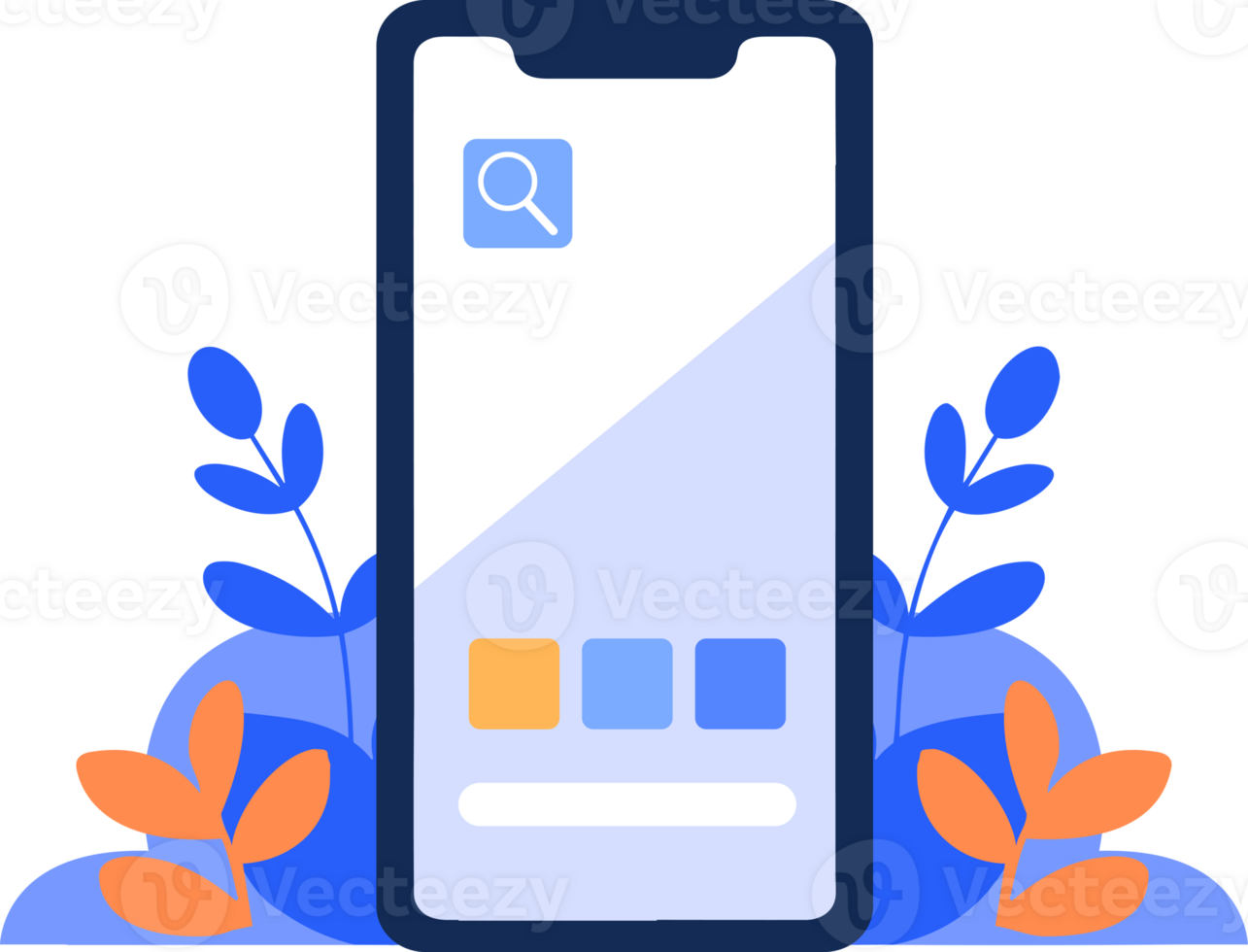 Smartphone concept in UX UI flat style png