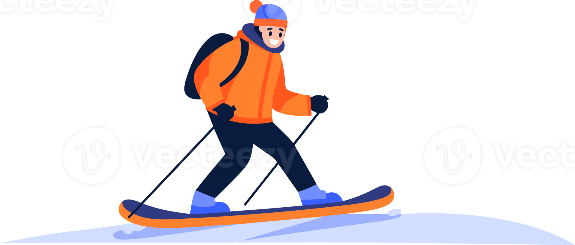 mano dibujado masculino personaje jugando hielo Patinaje en invierno en plano estilo png