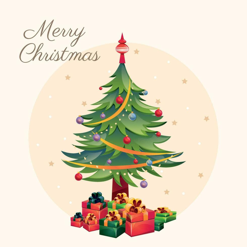 Merry Christmas. Vector illustrations for background, greeting card, party invitation card, website banner, social media banner, marketing material. New year illustration. Template for social media