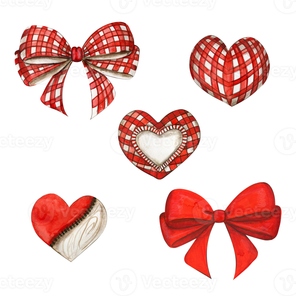 Set of hearts and bows. png
