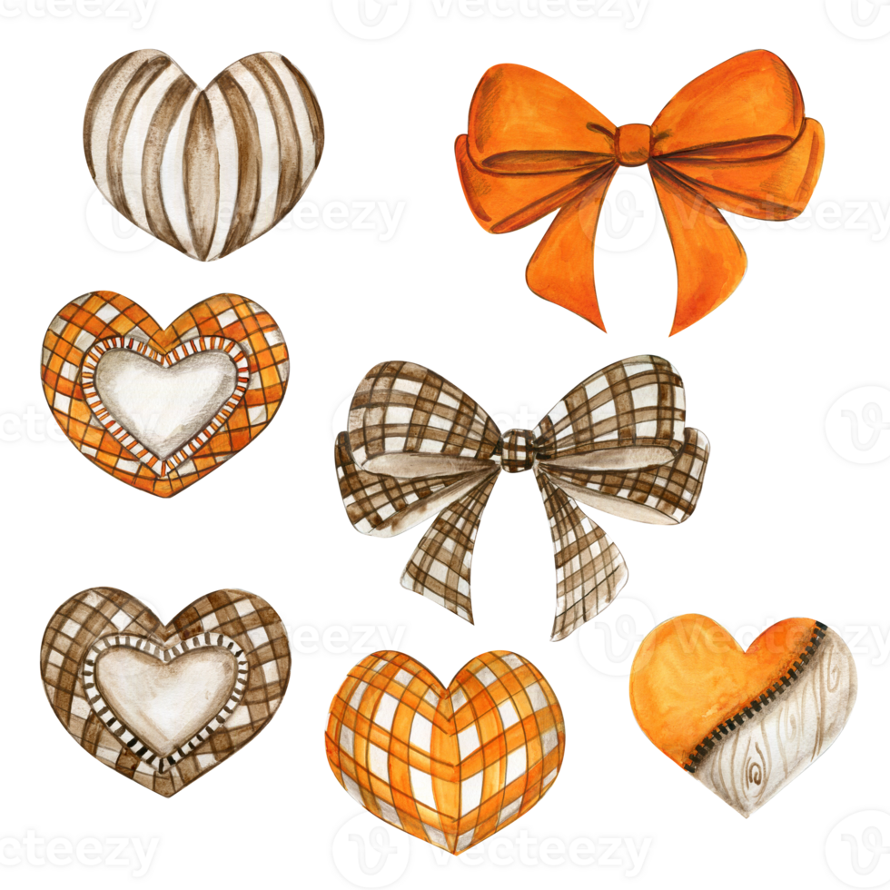 Set of hearts and bows. 32476414 PNG