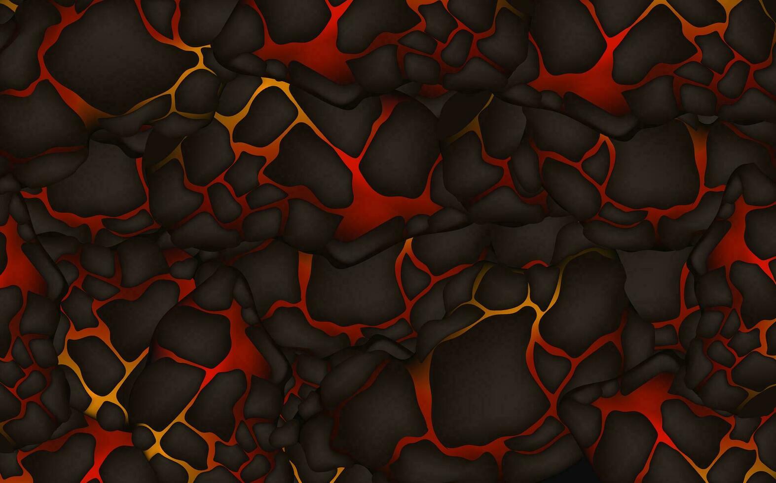 estilizado resumen antecedentes de volcán magma resplandor textura en agrietamiento agujeros.destruidos tierra superficie y fluido lava. vector