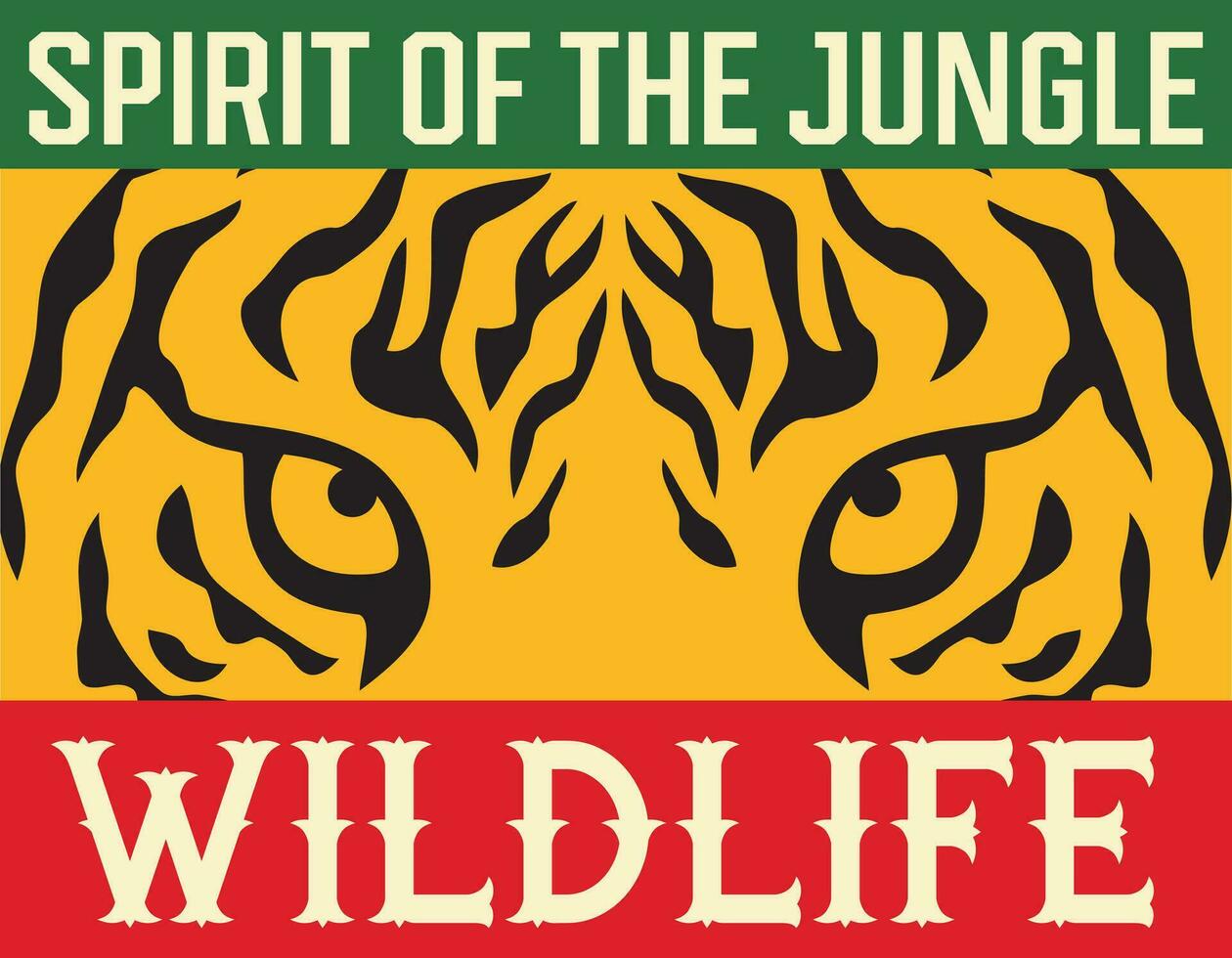 Spirit of the Jungle. Wildlife. Tiger Eyes Design. Vector Illustration.